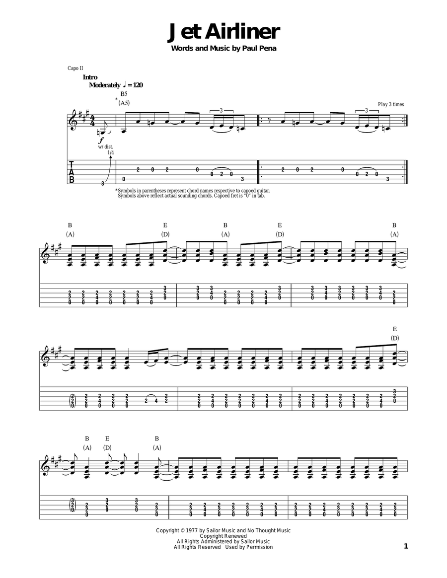 Jet Airliner Jet Airliner Acoustic Guitar scores gallery preview page 1