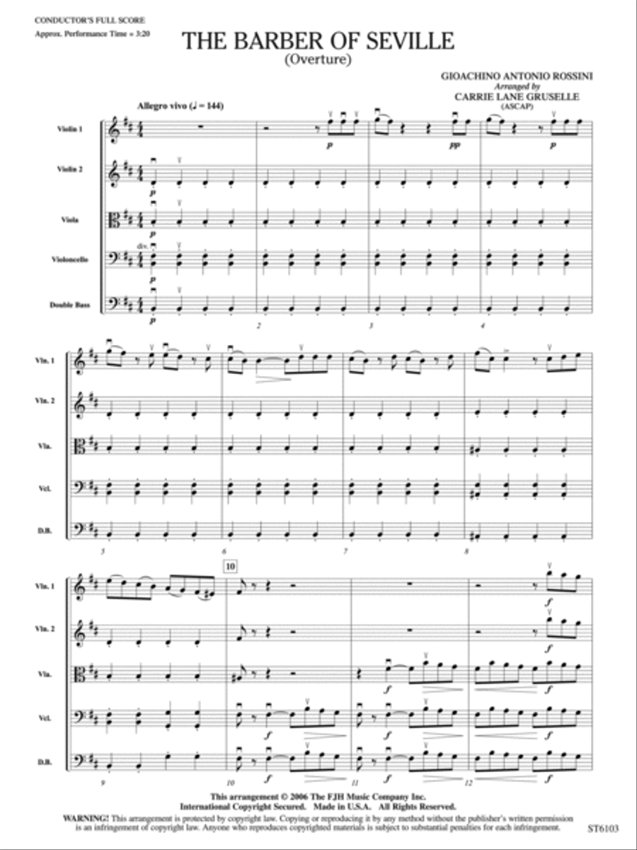 The Barber of Seville (Overture): Score String Orchestra scores gallery preview page 3