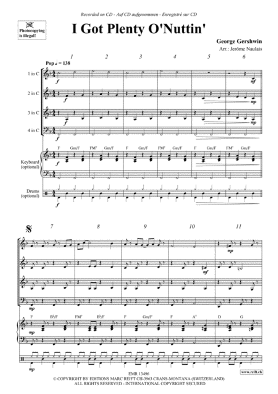 I Got Plenty O' Nuttin' Woodwind Quartet scores gallery preview page 3