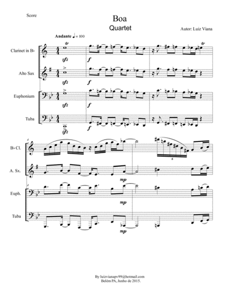 Boa Quartet of Clarinet Alto Sax Euphonium Tuba image number null