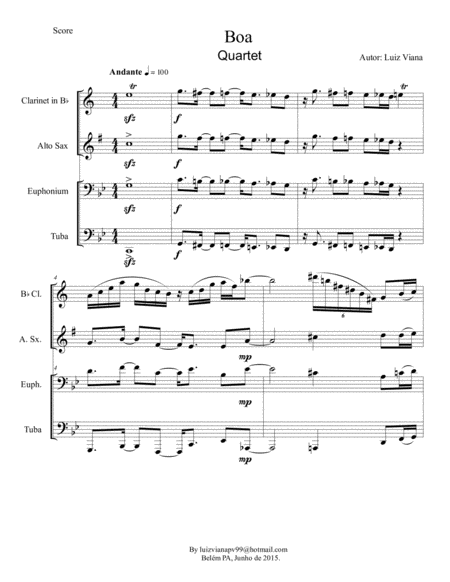 Boa Quartet of Clarinet Alto Sax Euphonium Tuba image number null