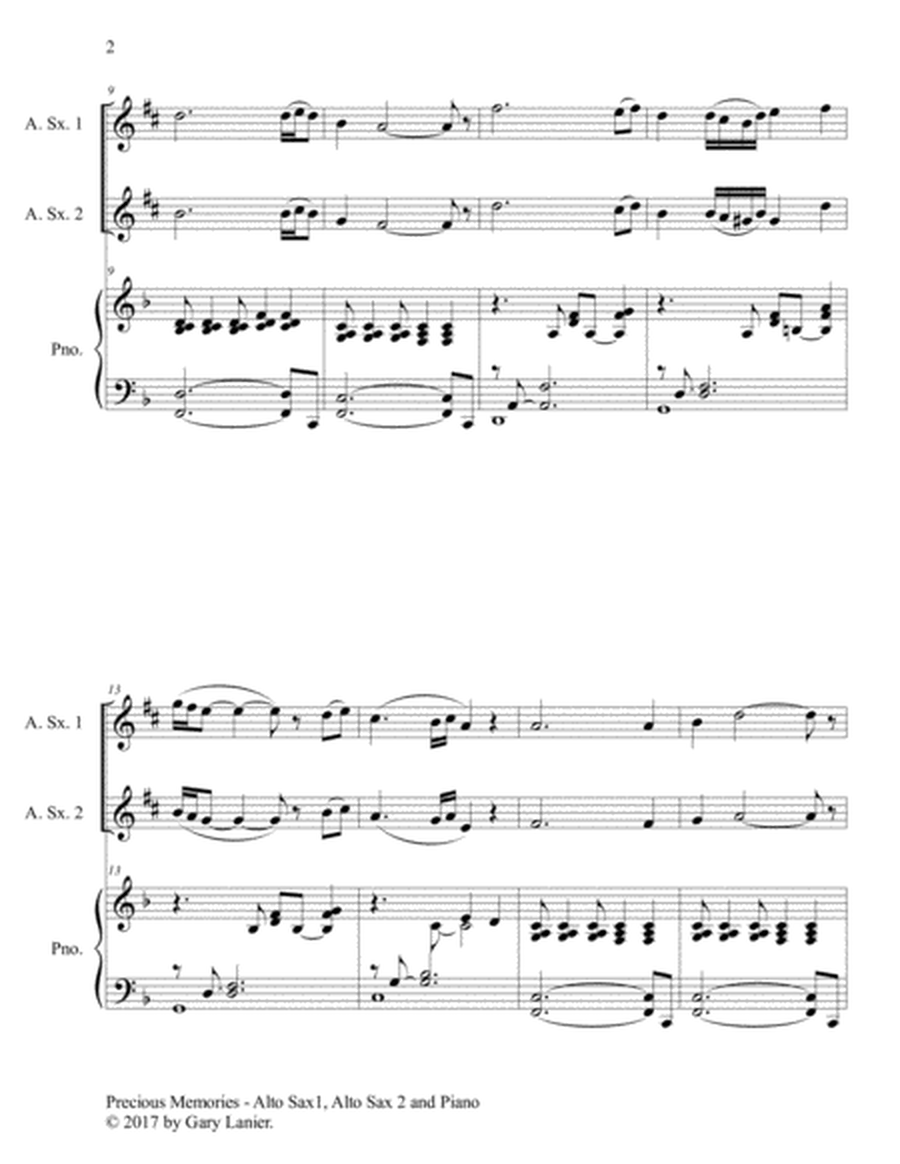 Precious Memories (Trio - Alto Sax 1, Alto Sax 2 & Piano with Score/Part) image number null