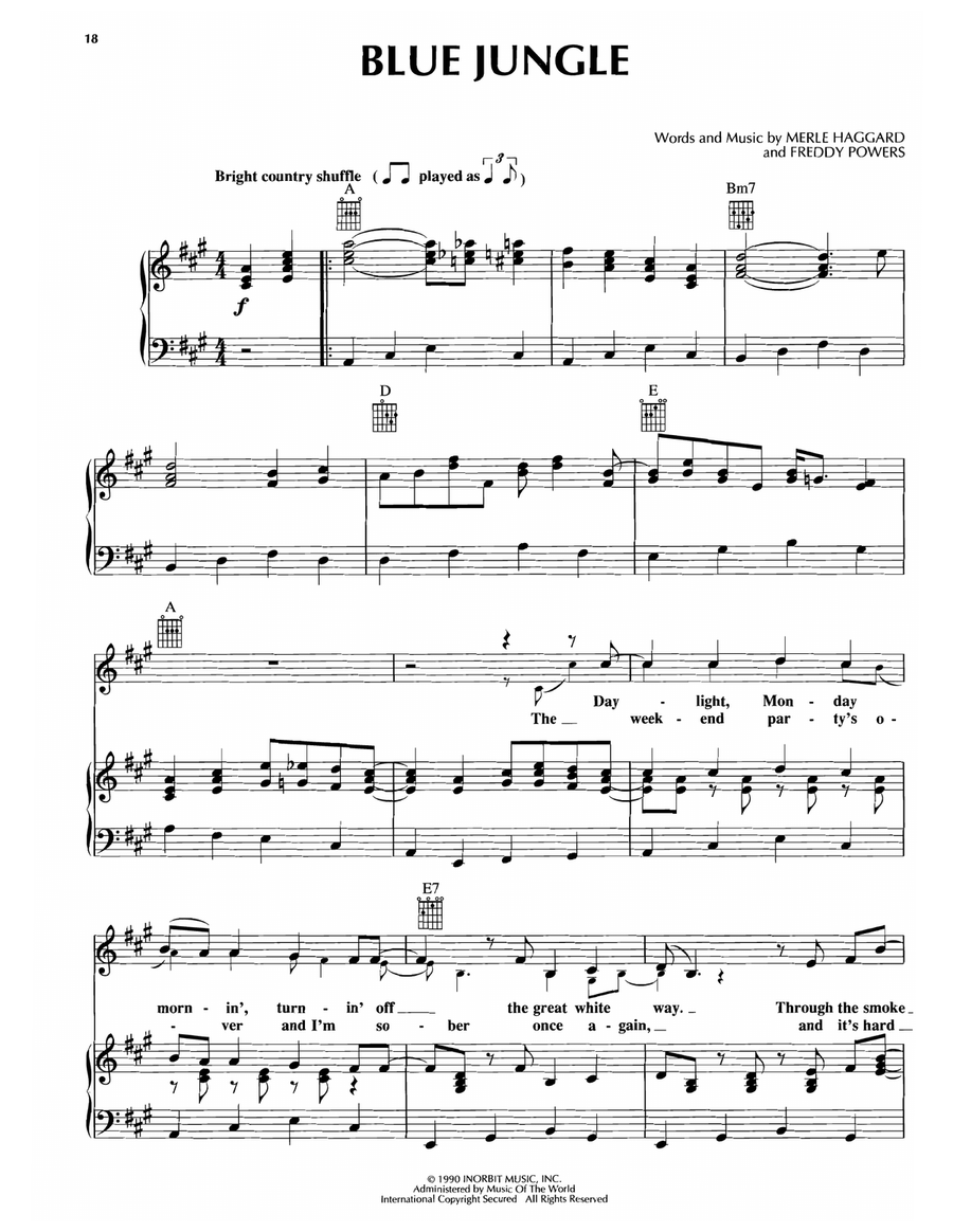 Blue Jungle Piano, Vocal, Guitar scores gallery preview page 1