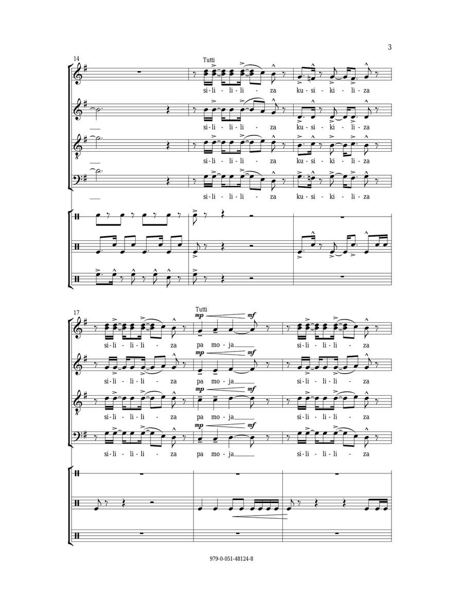 Sililiza (Hear Me) 4-Part scores gallery preview page 3