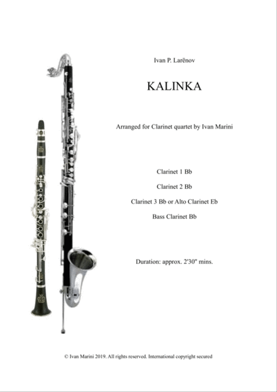 Kalinka for Clarinet Quartet image number null