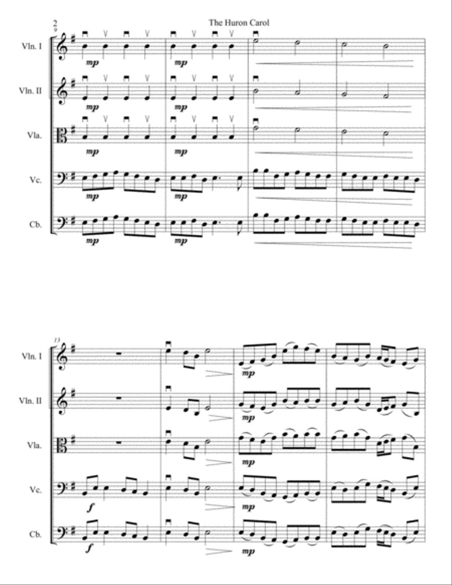 The Huron Carol String Quartet scores gallery preview page 2