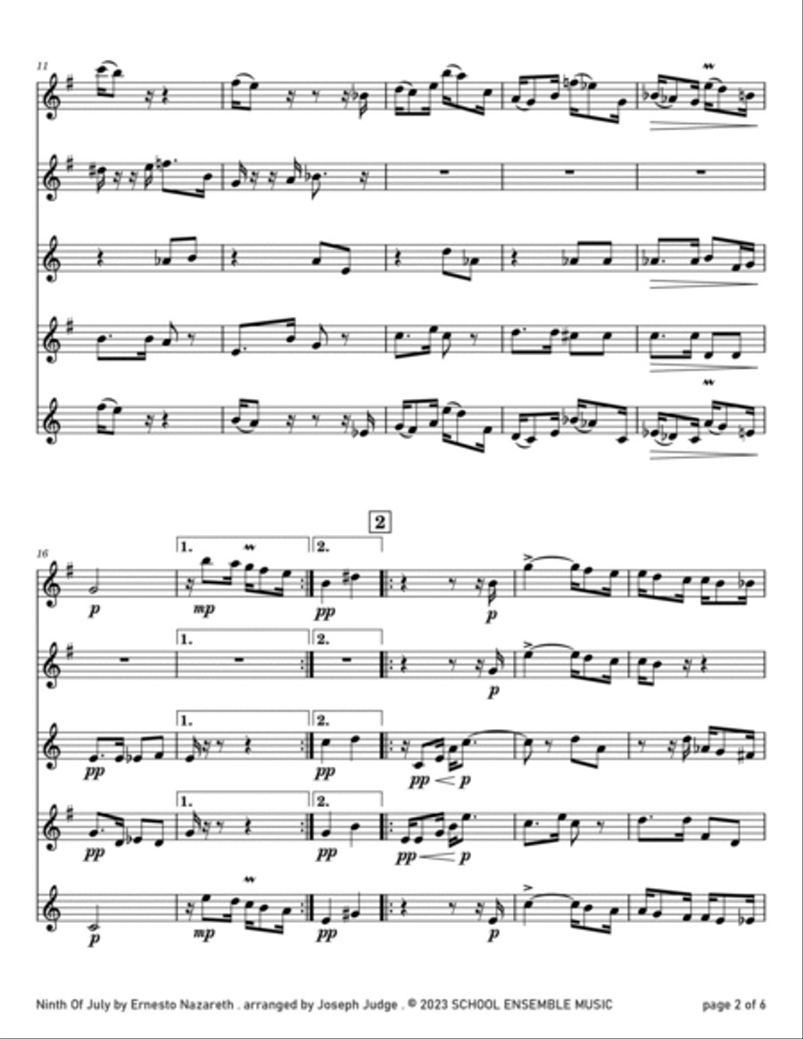 Ninth of July by Nazareth for Saxophone Quartet in Schools Saxophone Quartet scores gallery preview page 2
