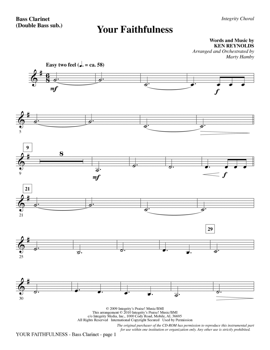 Your Faithfulness - Bass Clarinet (sub. Tbn 3)