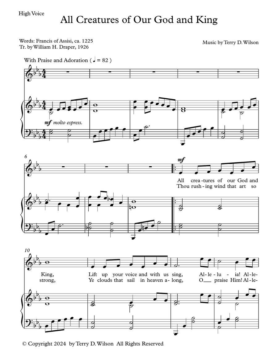 All Creatures of Our God and King (high voice) High Voice scores gallery preview page 1