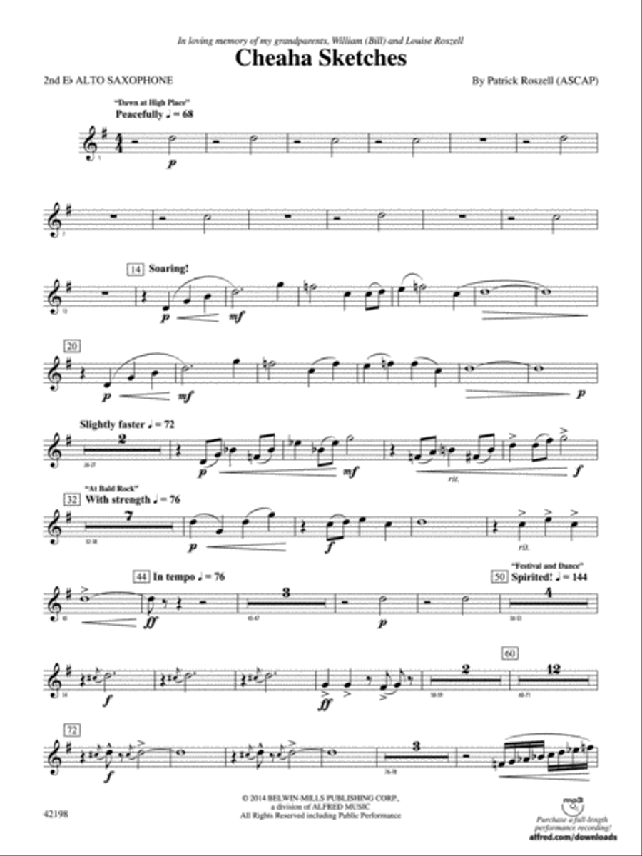 Cheaha Sketches: 2nd E-flat Alto Saxophone Concert Band scores gallery preview page 1