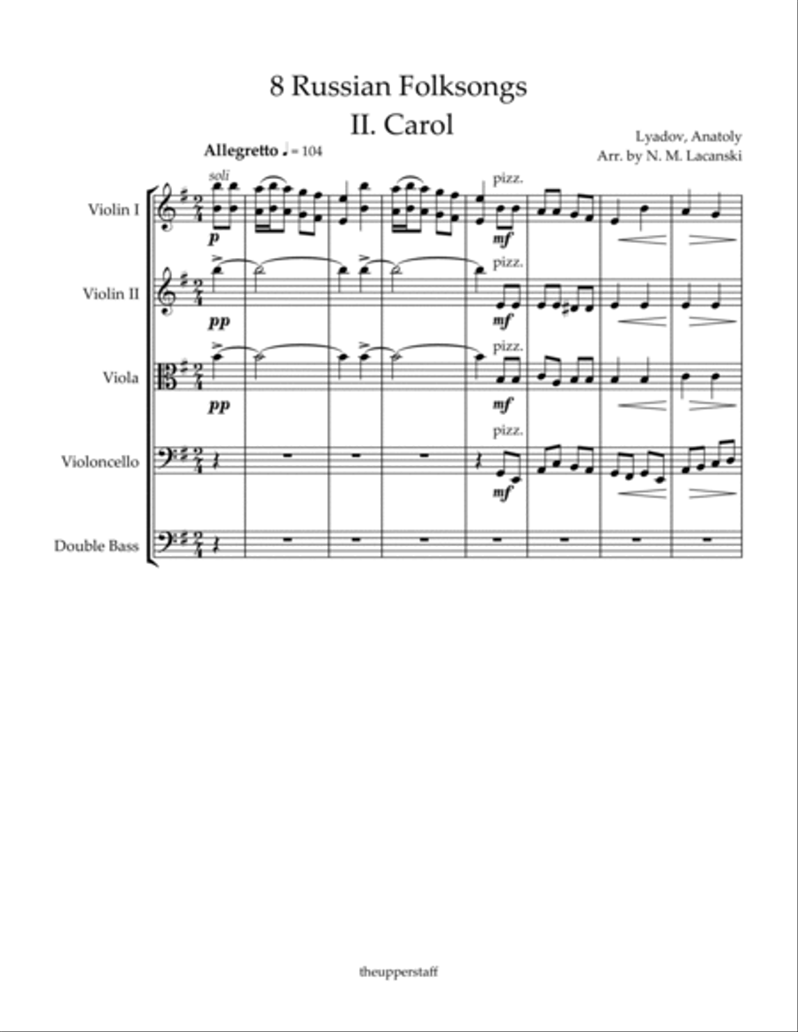 8 Russian Folksongs Christmas Carol String Orchestra scores gallery preview page 2