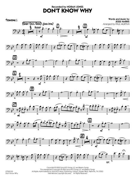 Don't Know Why (arr. Paul Murtha) - Trombone 1