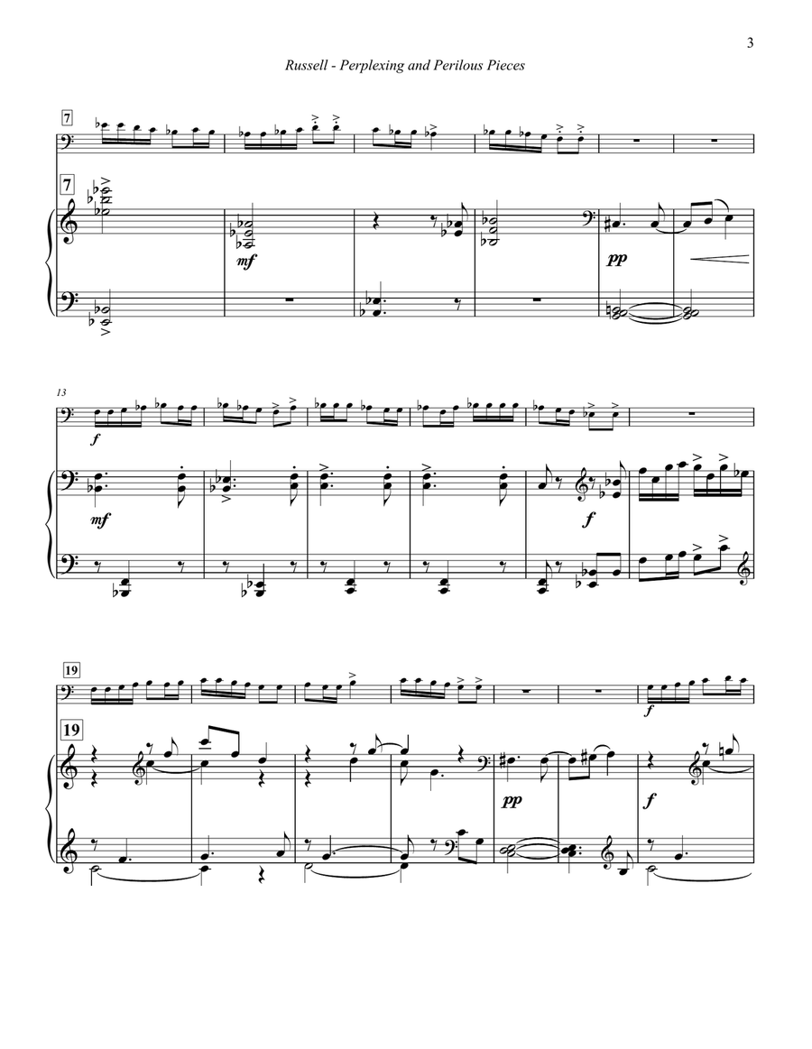 Perplexing and Perilous Pieces for Trombone and Piano Piano scores gallery preview page 3
