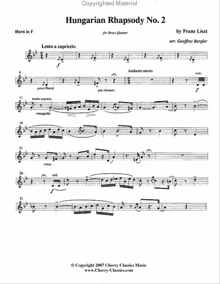 Hungarian Rhapsody No. 2 Brass Quintet scores gallery preview page 4