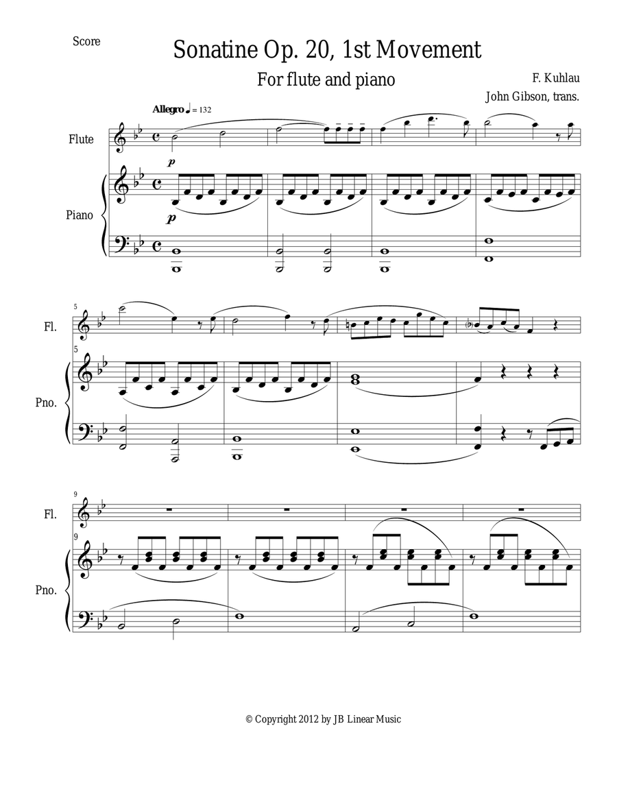 Sonatine by Kuhlau for Flute and Piano Sonatine by Kuhlau for Flute and Piano Flute Solo scores gallery preview page 3