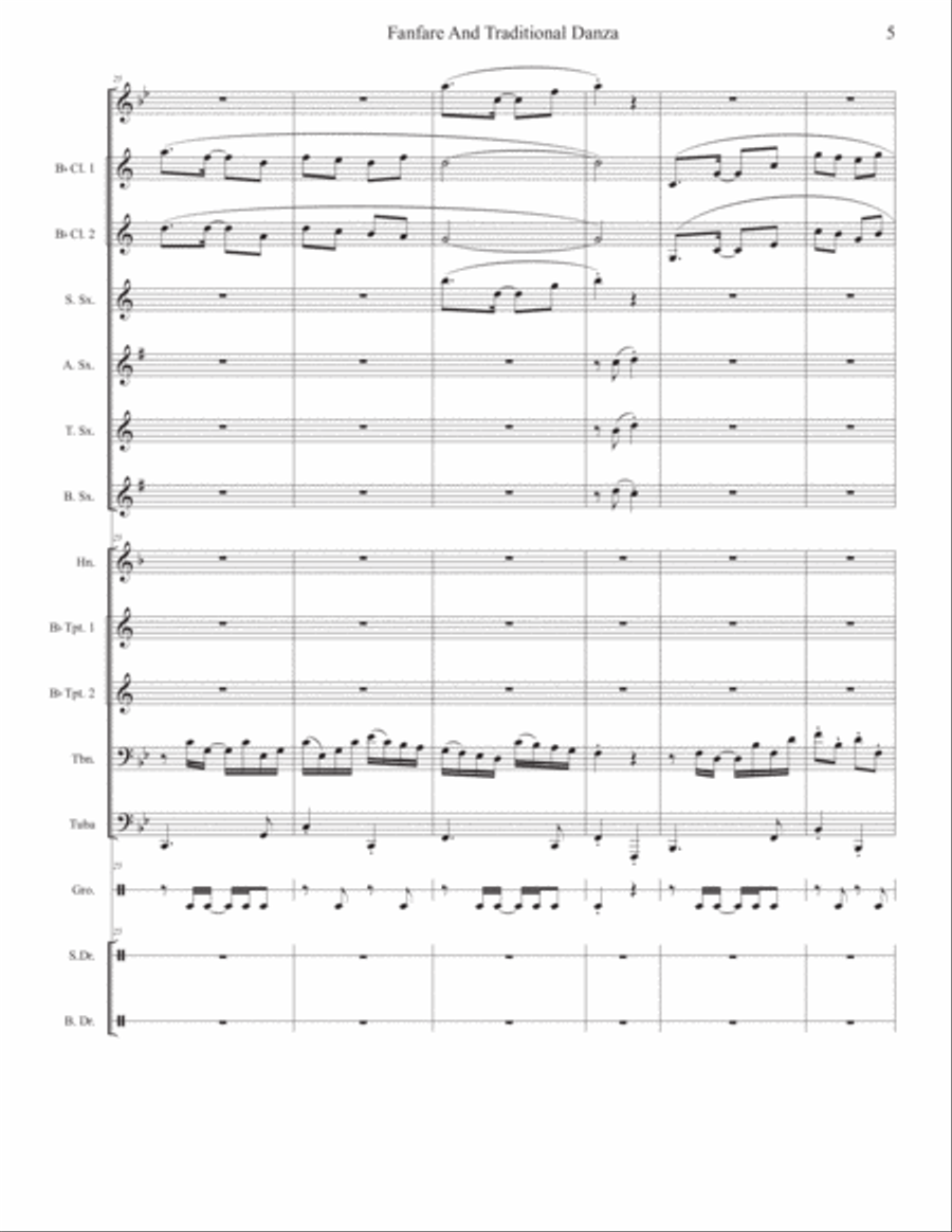 Fanfare and Traditional Danza For Small Wind Ensemble Concert Band scores gallery preview page 6