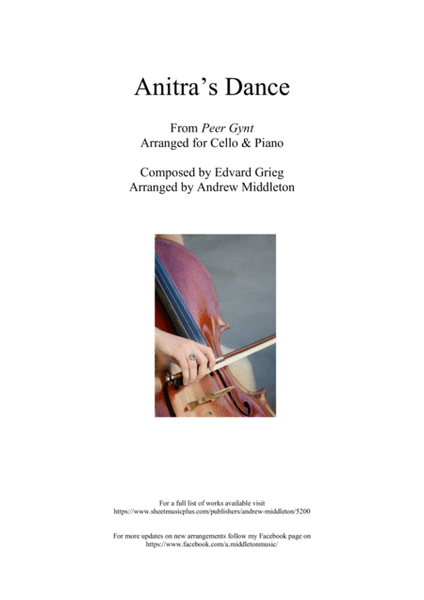 Anitra's Dance from Peer Gynt arranged for Cello and Piano image number null