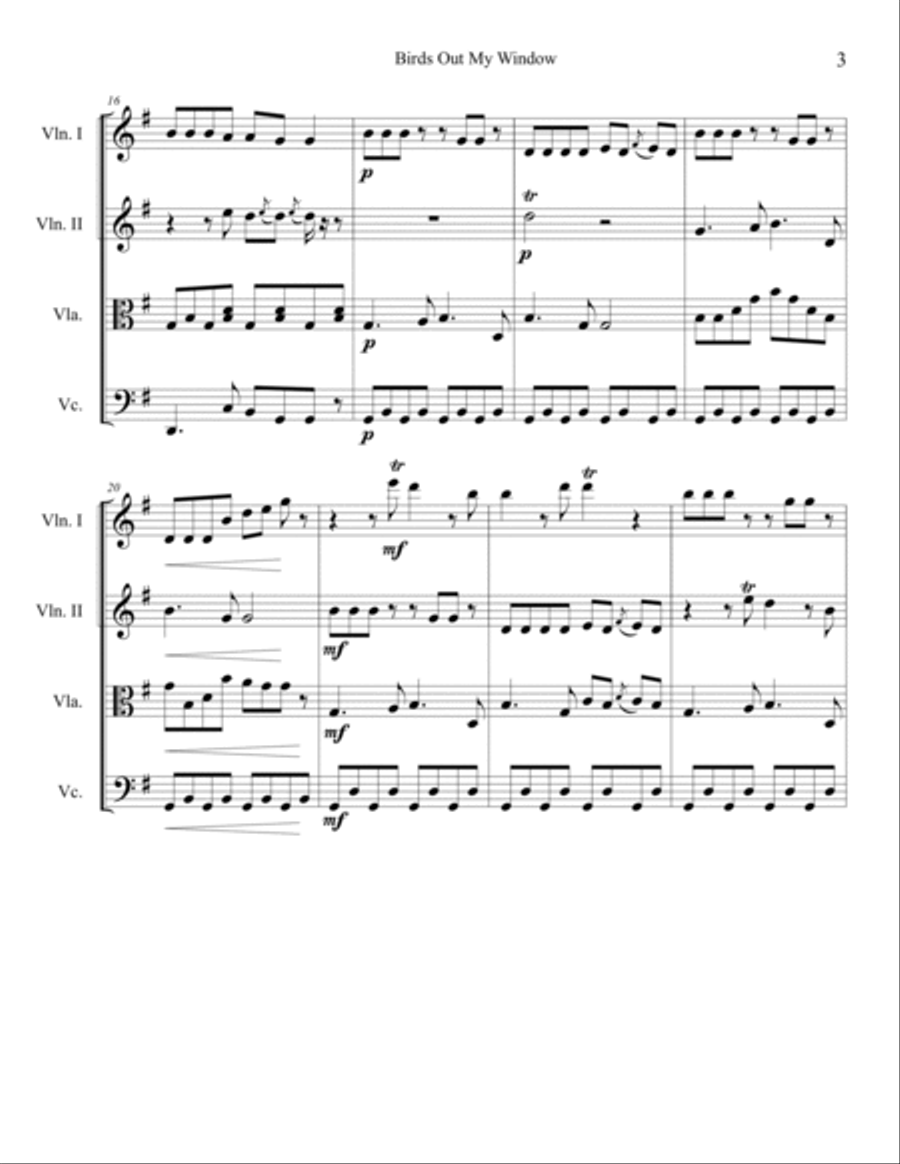Birds Out My Wndow String Quartet scores gallery preview page 3