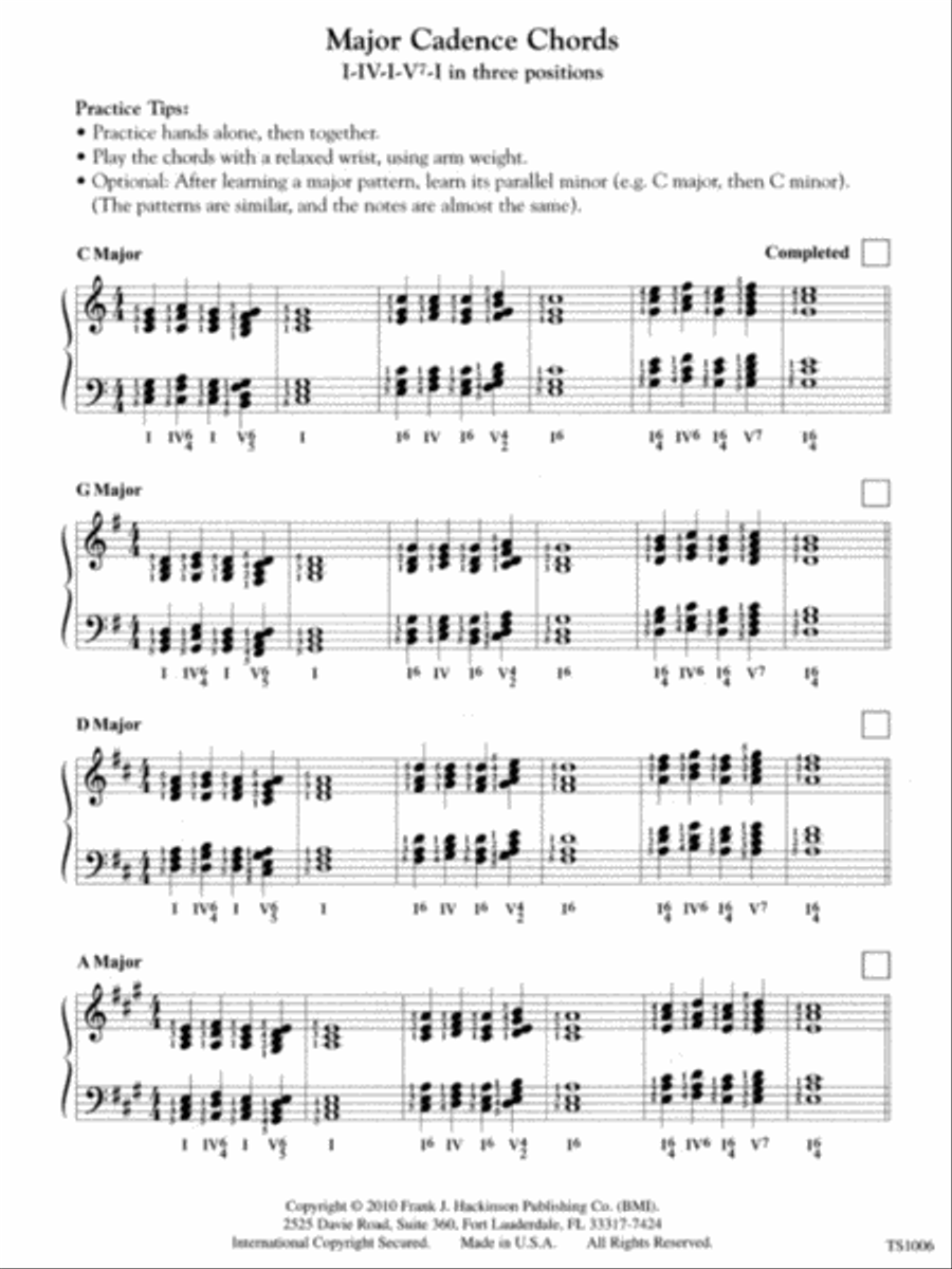 Cadence Chords in three positions Piano Method scores gallery preview page 3