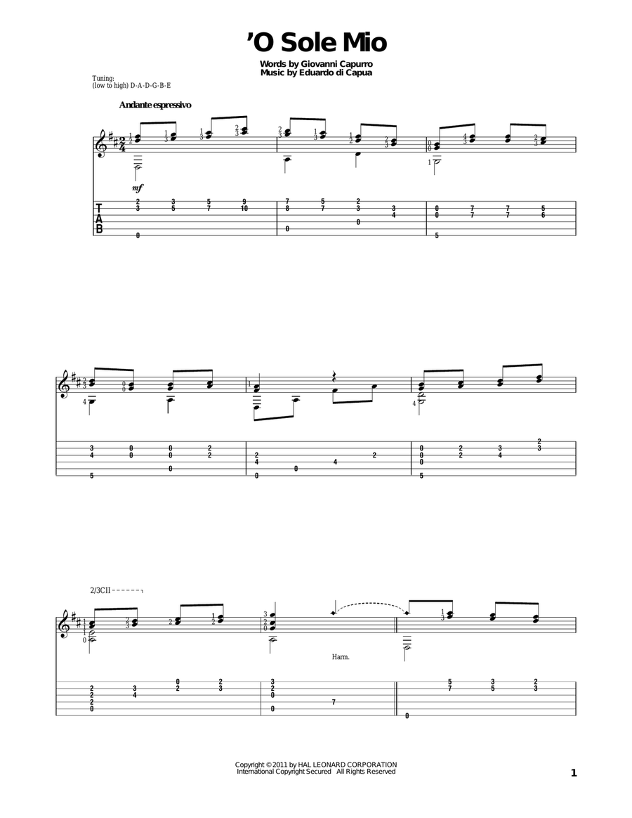 'O Sole Mio 'O Sole Mio Acoustic Guitar scores gallery preview page 1