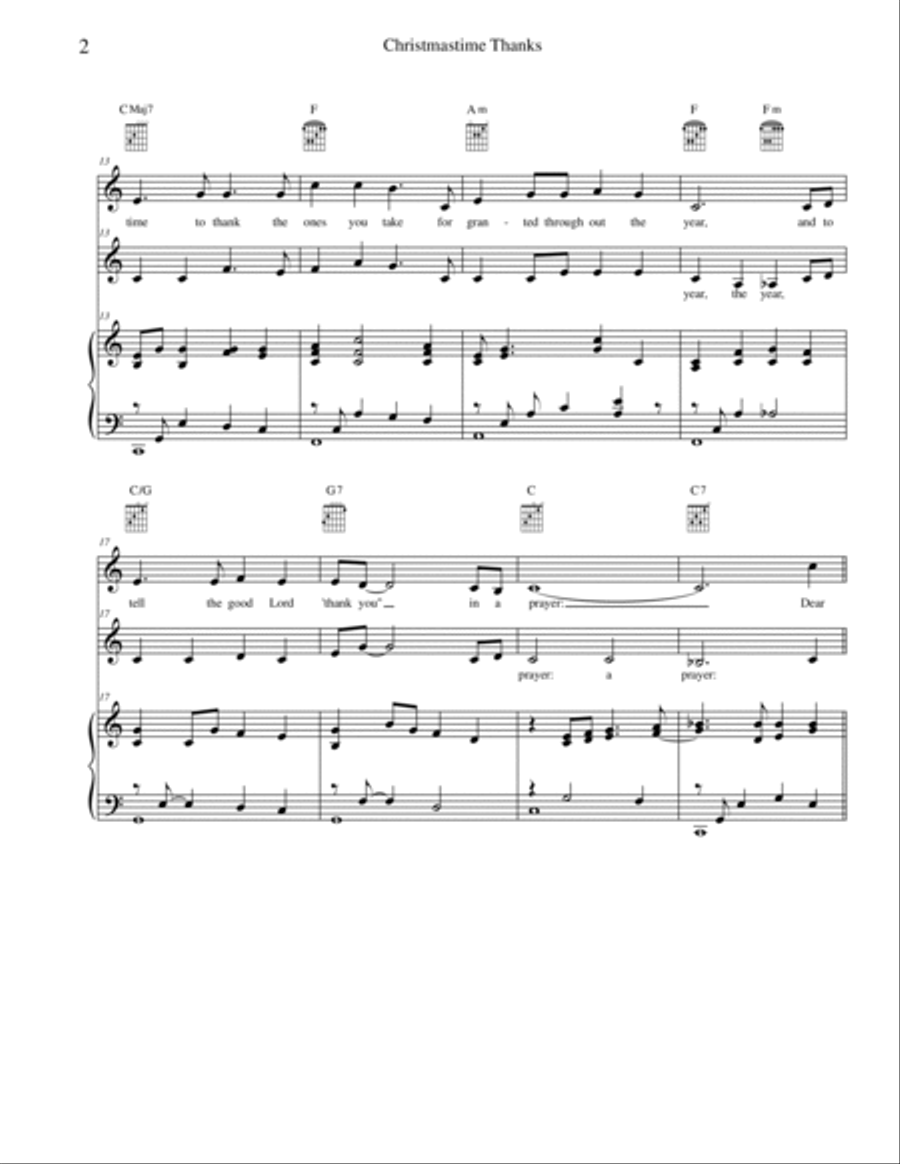 Christmastime Thanks Piano, Vocal, Guitar scores gallery preview page 2