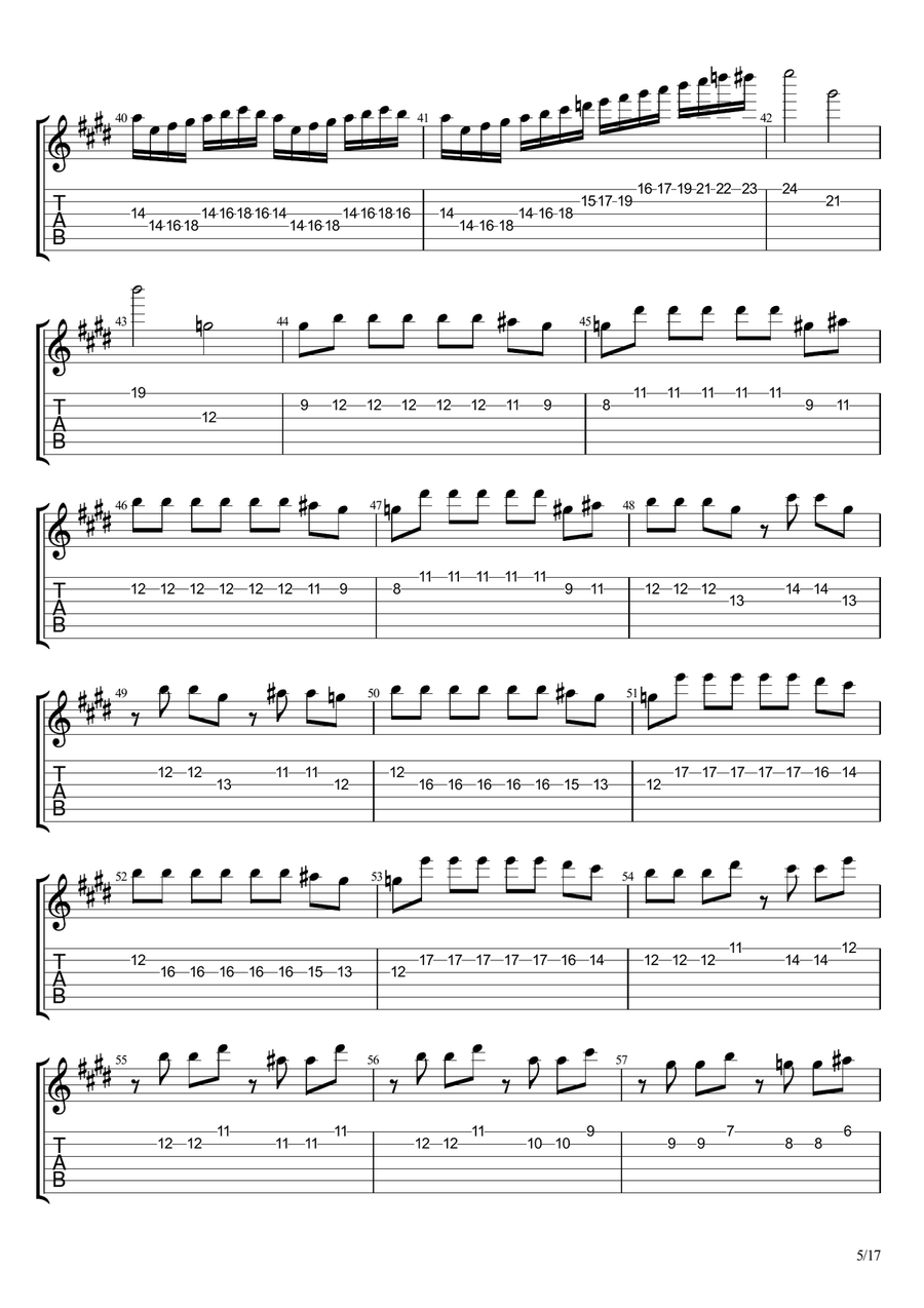 Moonlight Sonata C# Minor 3rd Movement solo Classical Guitar scores gallery preview page 5