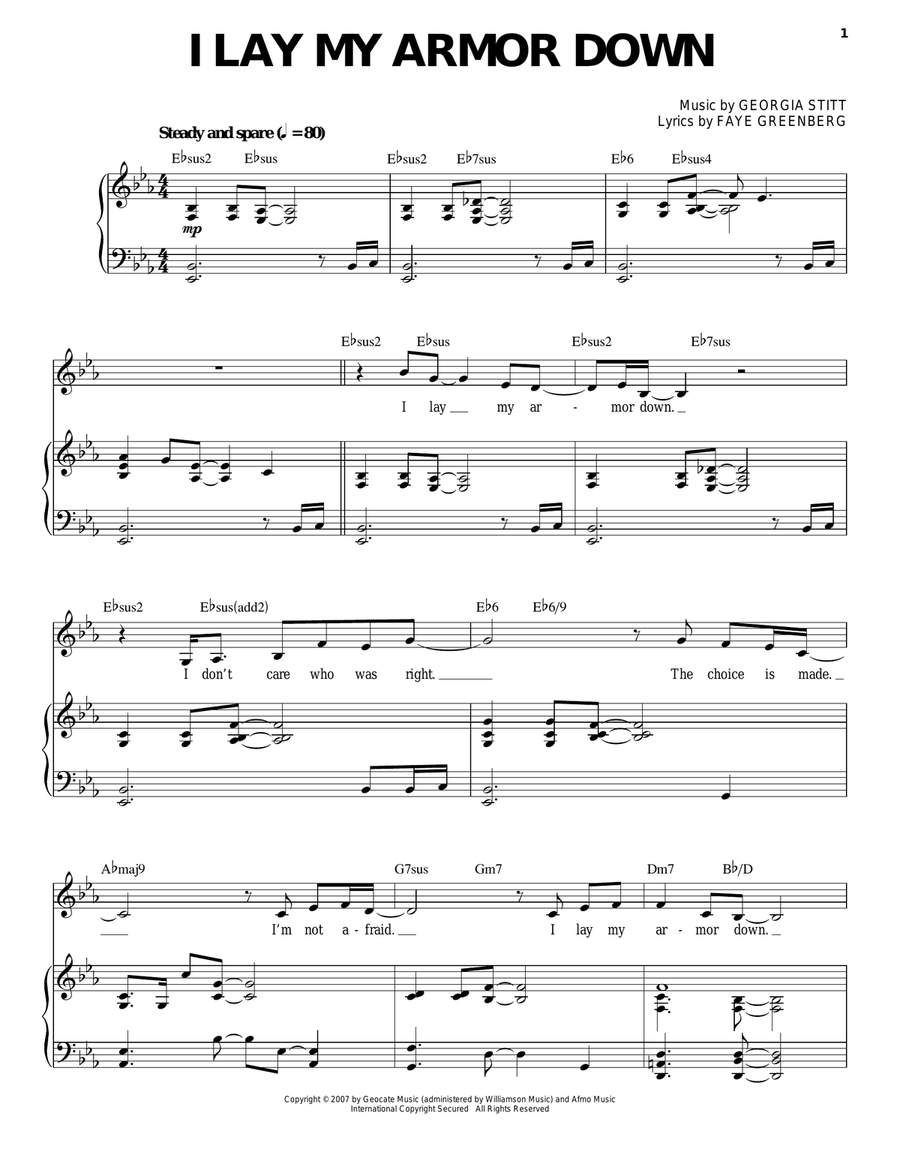 I Lay My Armor Down Piano, Vocal scores gallery preview page 1