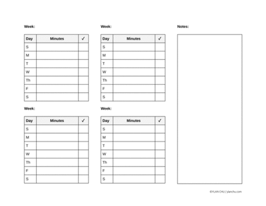 Practice Journal Log Tracker Sheets