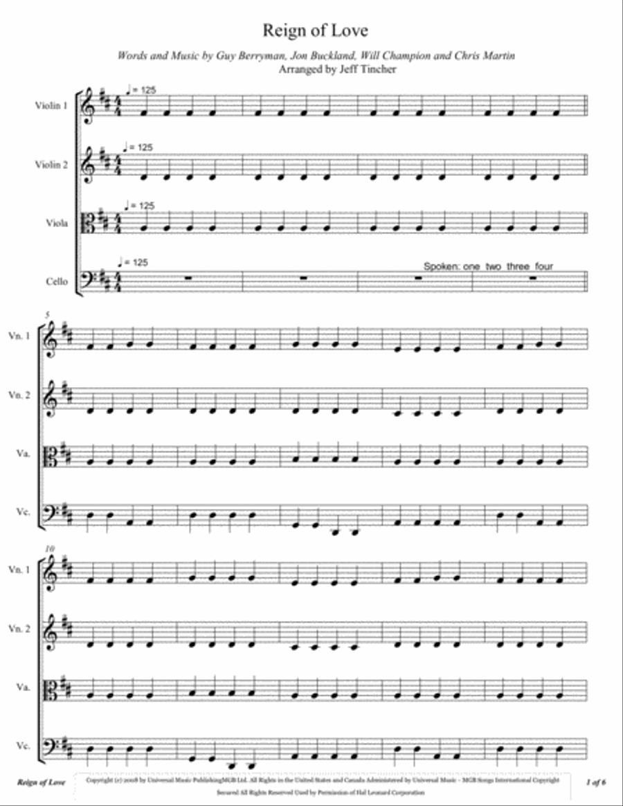 Reign Of Love String Quartet scores gallery preview page 2