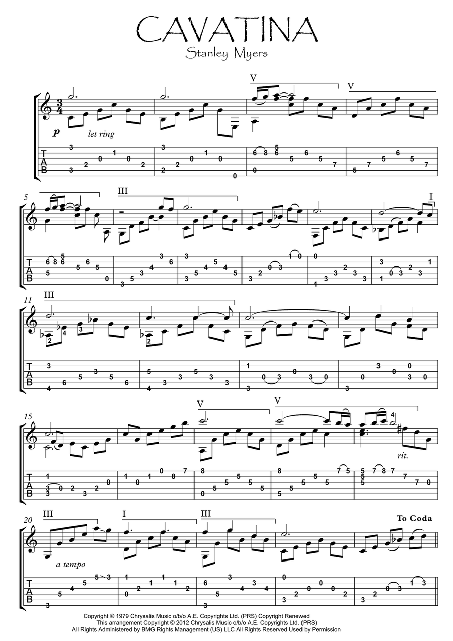 Cavatina Classical Guitar scores gallery preview page 1