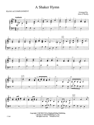 A Shaker Hymn: Piano Accompaniment