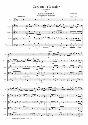 Telemann - Concerto in D major TWV51-D1 for Flute and Strings