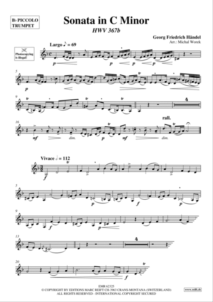 Sonata in C Minor Piccolo Trumpet scores gallery preview page 3