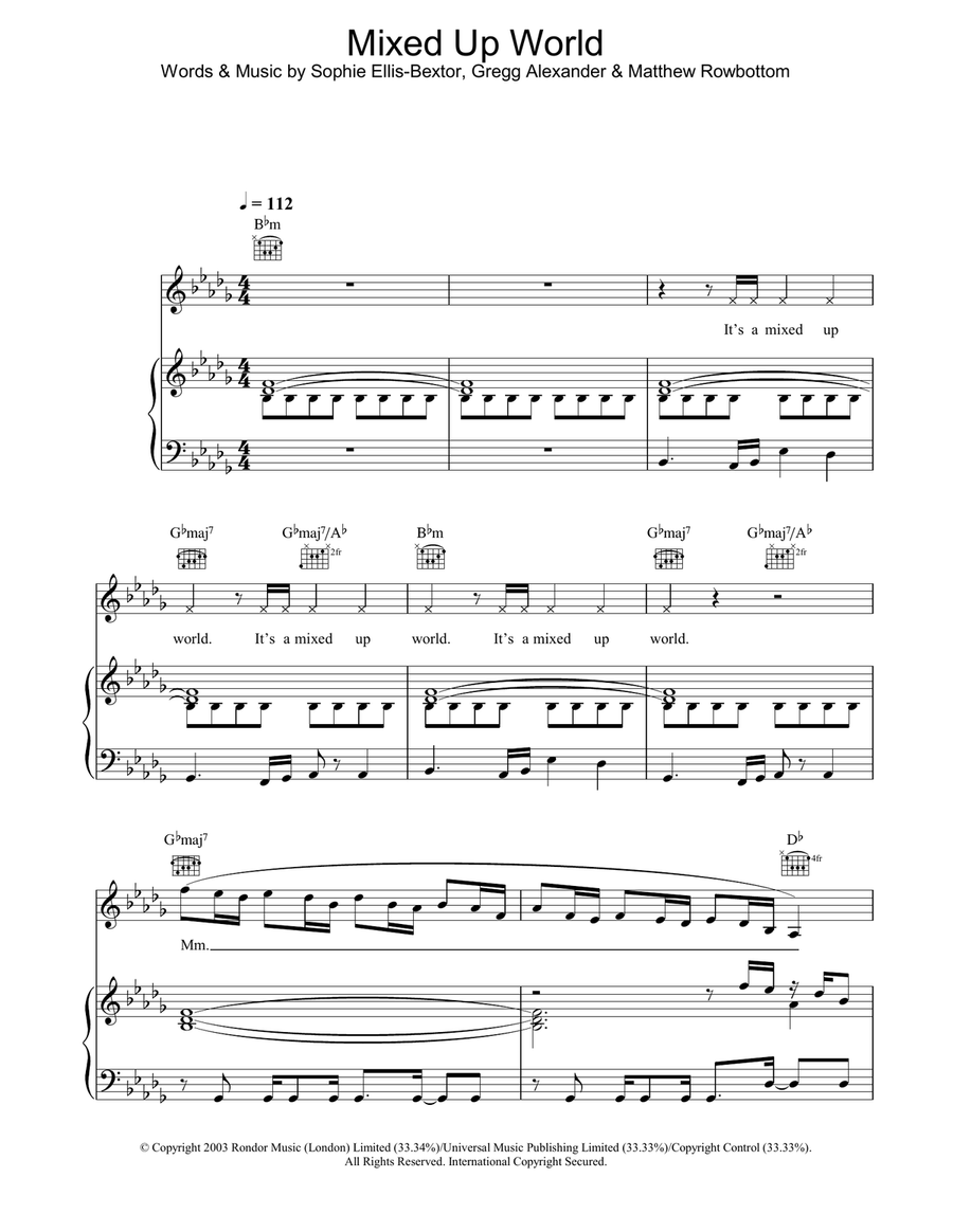 Mixed Up World Mixed Up World Piano, Vocal, Guitar scores gallery preview page 1