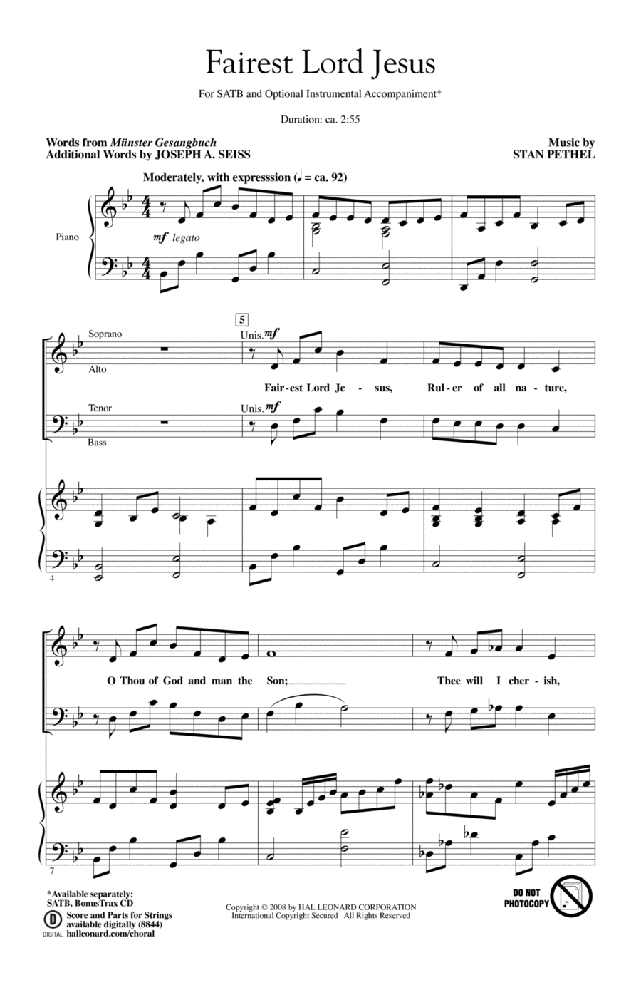 Fairest Lord Jesus Fairest Lord Jesus 4-Part scores gallery preview page 1