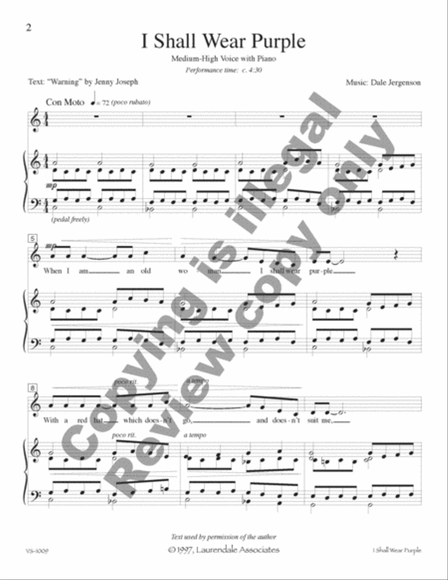 I Shall Wear Purple I Shall Wear Purple Medium Voice scores gallery preview page 2