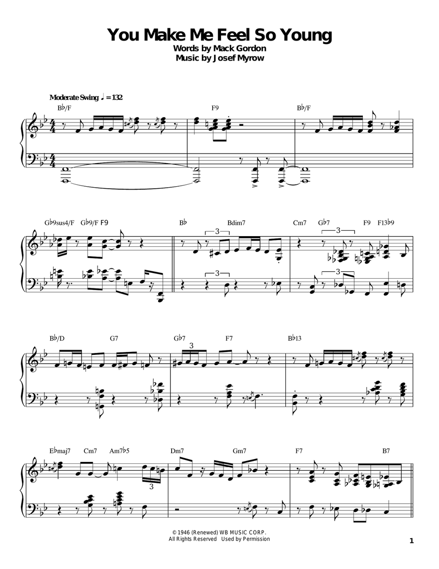 You Make Me Feel So Young Piano scores gallery preview page 1