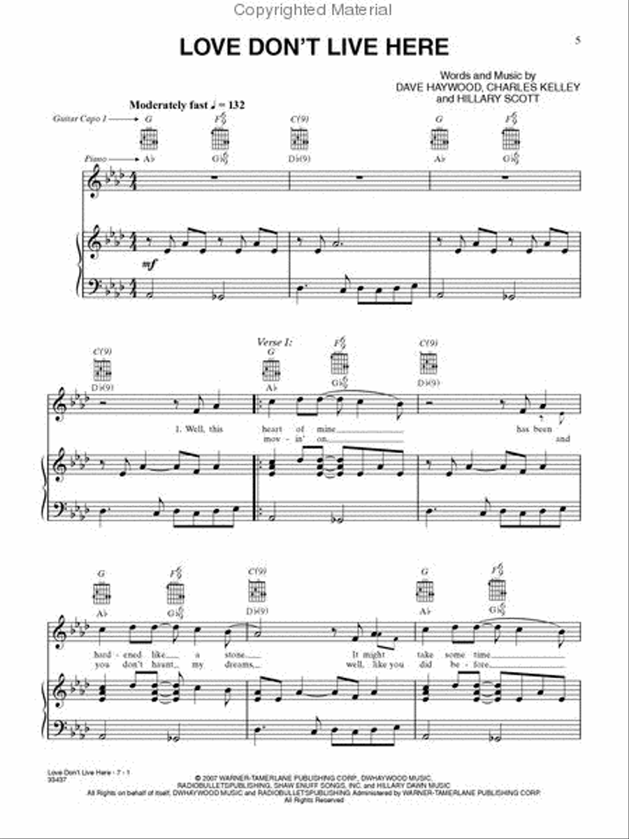 Lady Antebellum Piano, Vocal, Guitar scores gallery preview page 2