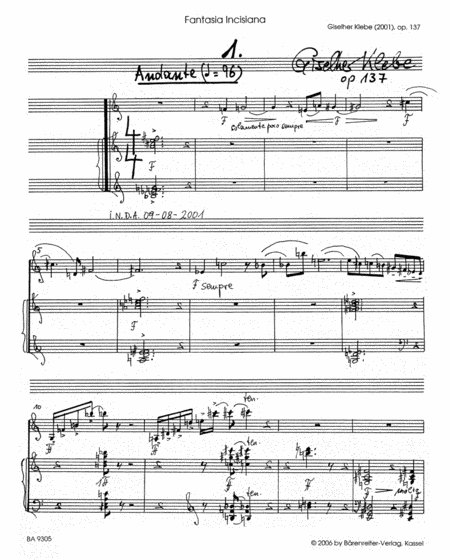 Fantasia Incisiana per Violino e Pianoforte, Op. 137