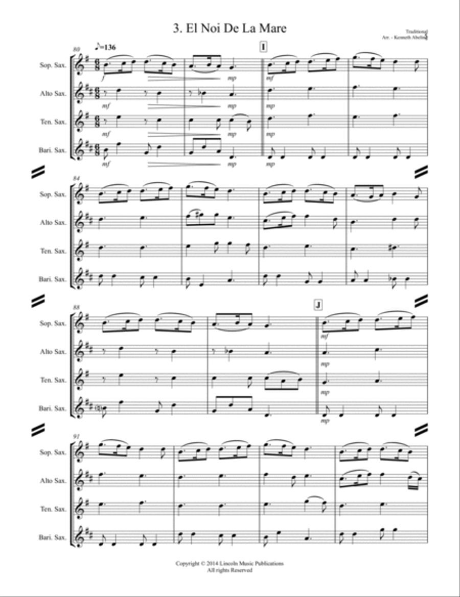 20 Traditional Christmas Carols Volume II (for Saxophone Quartet SATB or AATB) Saxophone Quartet scores gallery preview page 6