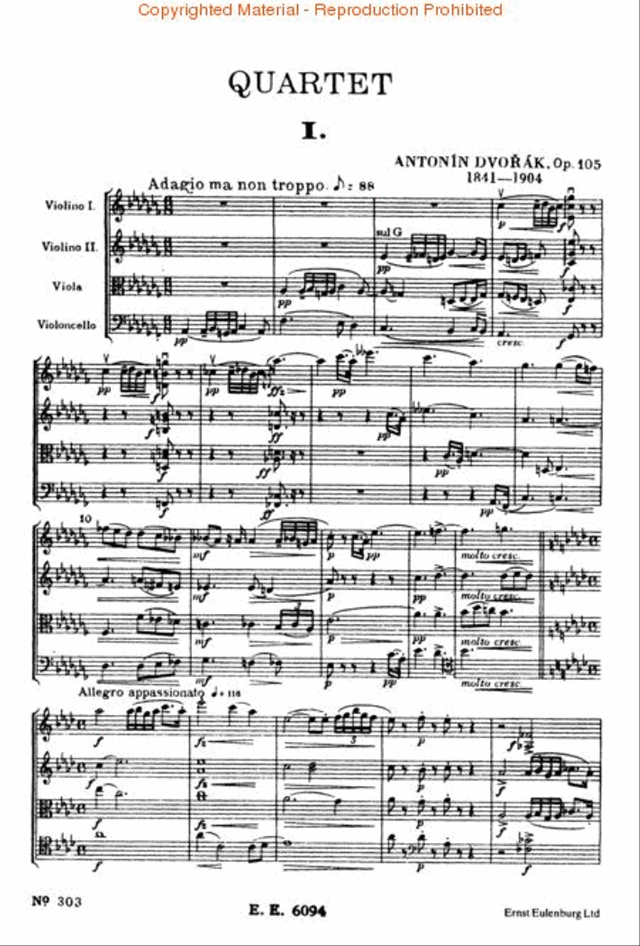 String Quartet in A-flat Major, Op. 105 String Quartet scores gallery preview page 3