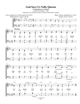 God Save Us Nelly Queens - SATB choral score