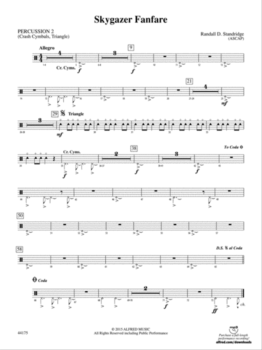 Skygazer Fanfare: 2nd Percussion Concert Band scores gallery preview page 1