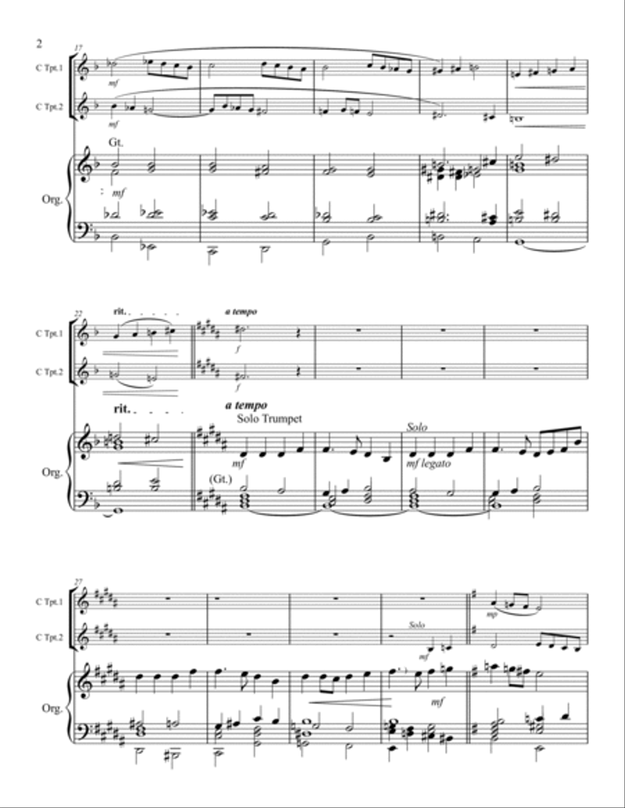 Angels We Have Heard for Two Trumpets and Organ Trumpet Duet scores gallery preview page 3