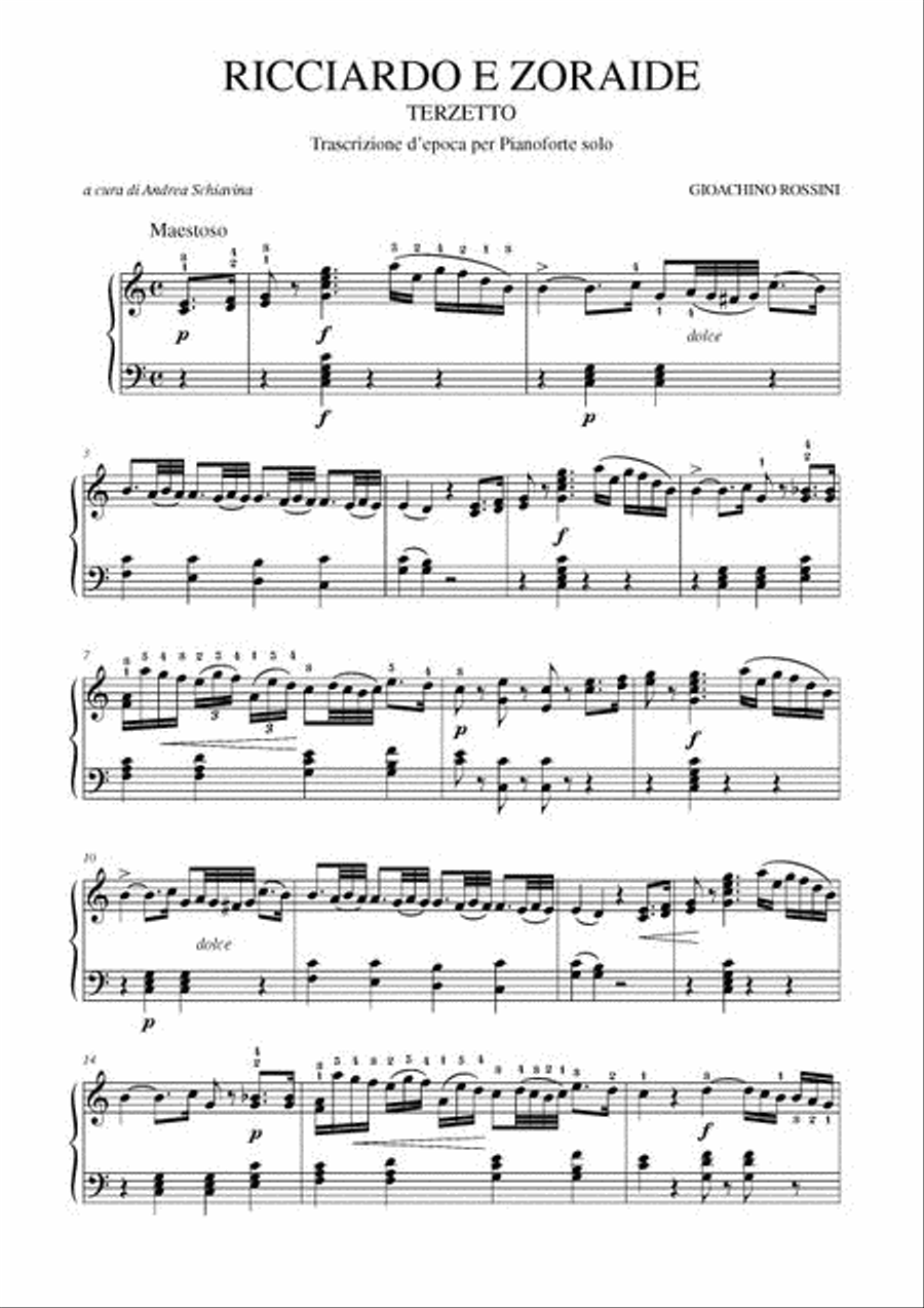 Ricciardo e Zoraide. Terzetto. Early transcription for Piano Piano Solo scores gallery preview page 2