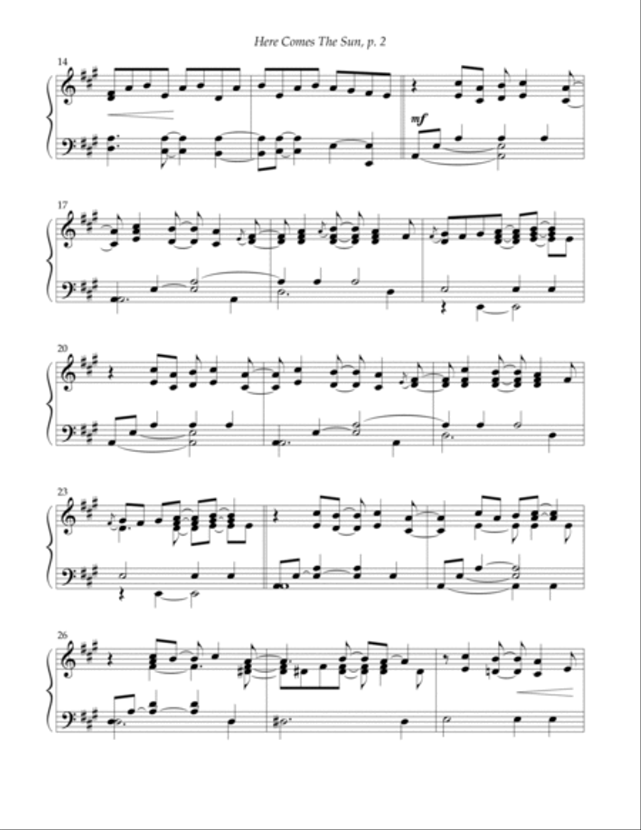 Here Comes The Sun Piano Solo scores gallery preview page 2