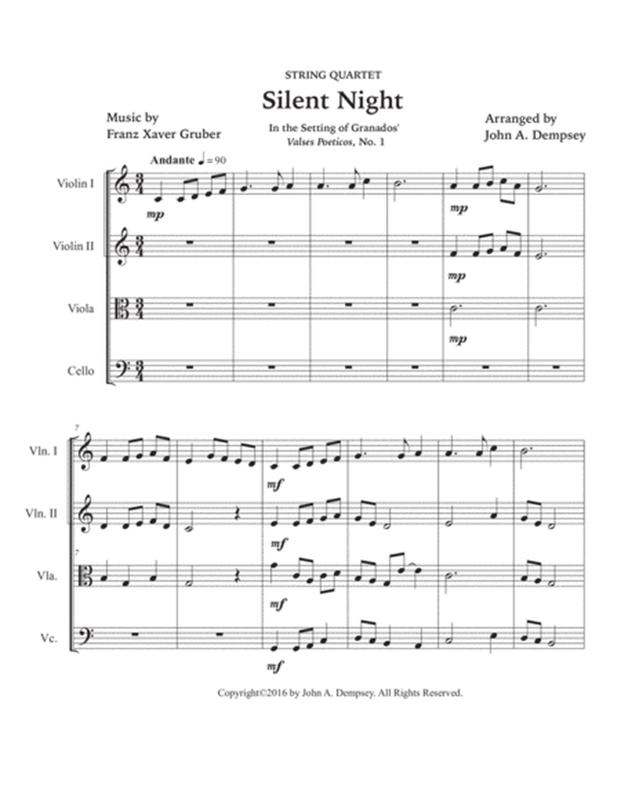 Silent Night (String Quartet): Two Violins, Viola and Cello image number null