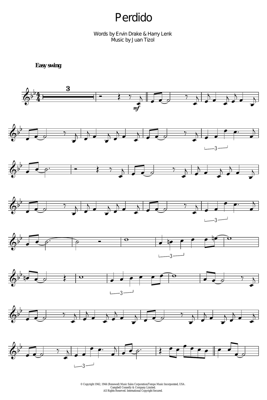 Perdido Alto Saxophone scores gallery preview page 1