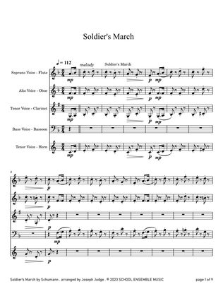 Soldier's March by Schumann for Woodwind Quartet in Schools