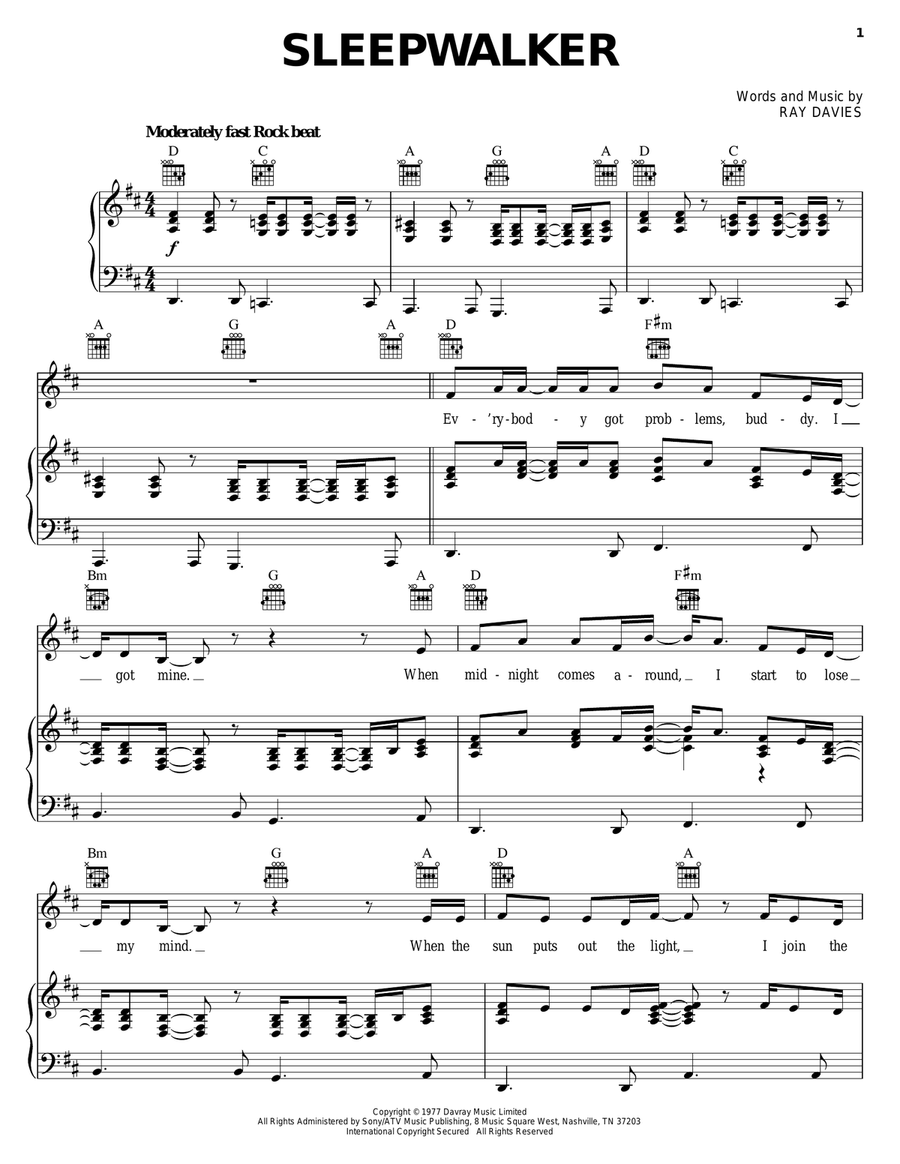 Sleepwalker Sleepwalker Piano, Vocal, Guitar scores gallery preview page 1
